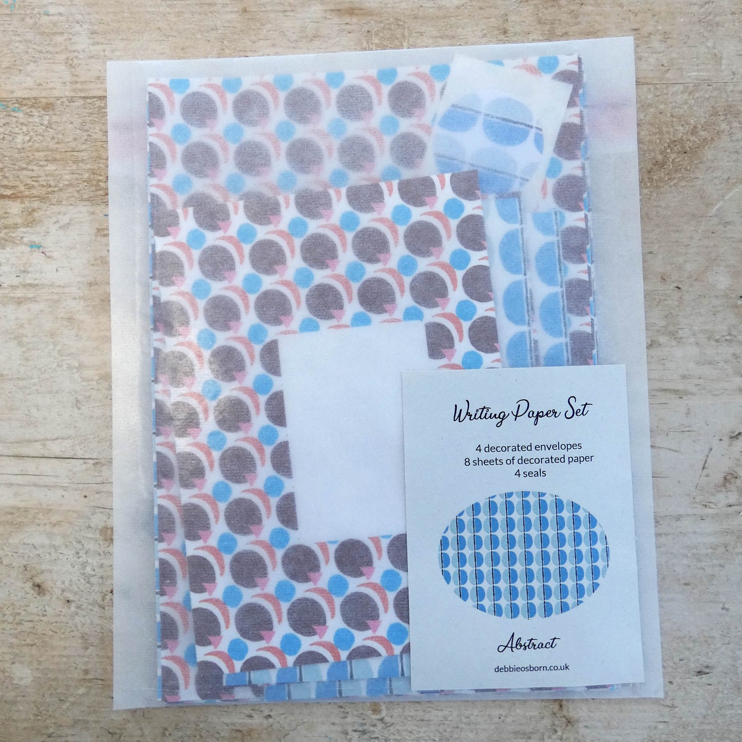 Modernist Abstract Design - Letter Writing Set - recycled - Handmade - by Norfolk based artist Debbie Osborn