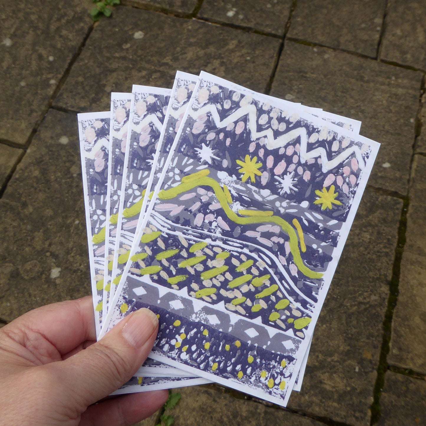 Christmas Cards - Journey of the Magi - with greeting - reproduction of original block print - Recycled - by Norfolk based artist Debbie Osborn