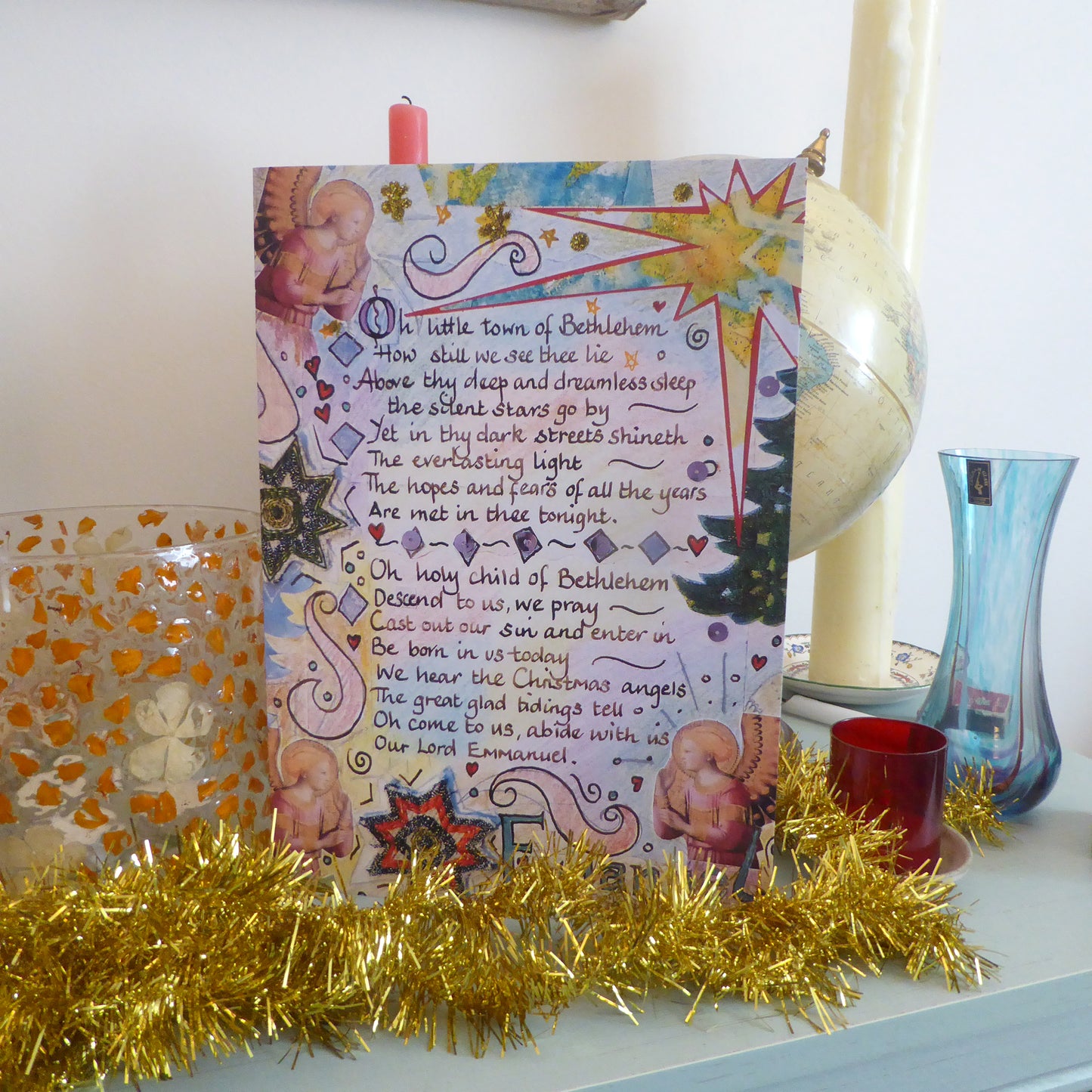 Single - extra large - A4 - Christmas card - group greetings card - church group - blank inside - by Norfolk based artist Debbie Osborn