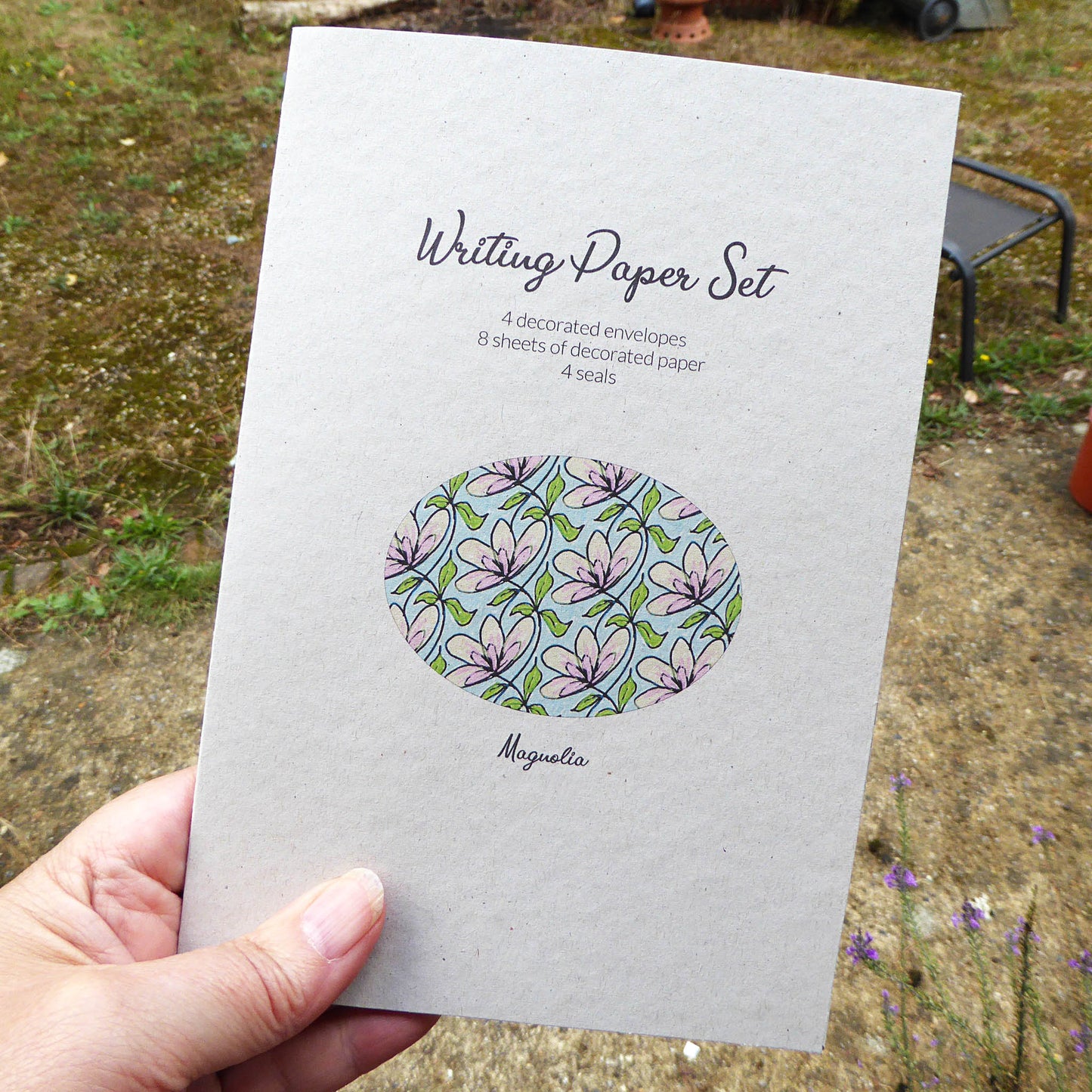 'Magnolia' - Letter Writing Set - recycled - Snail Mail Paper - Handmade - by Norfolk based artist Debbie Osborn