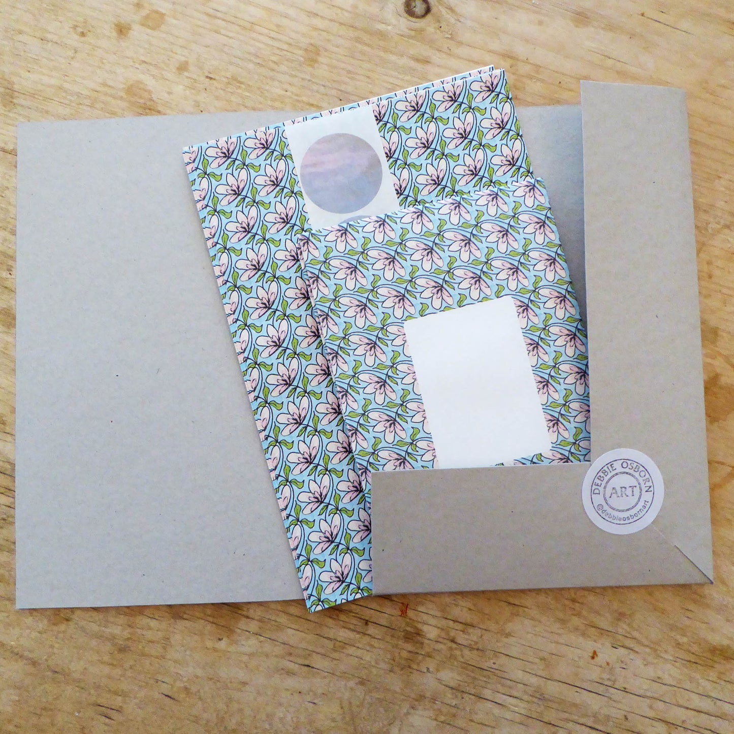 'Magnolia' - Letter Writing Set - recycled - Snail Mail Paper - Handmade - by Norfolk based artist Debbie Osborn