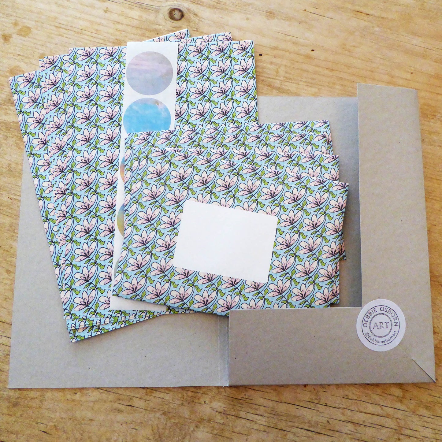 'Magnolia' - Letter Writing Set - recycled - Snail Mail Paper - Handmade - by Norfolk based artist Debbie Osborn