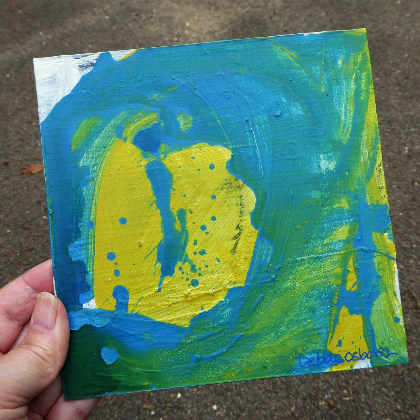 Series in Green and Yellow #3 - Acrylic on board - Original Artwork by Norfolk based artist Debbie Osborn