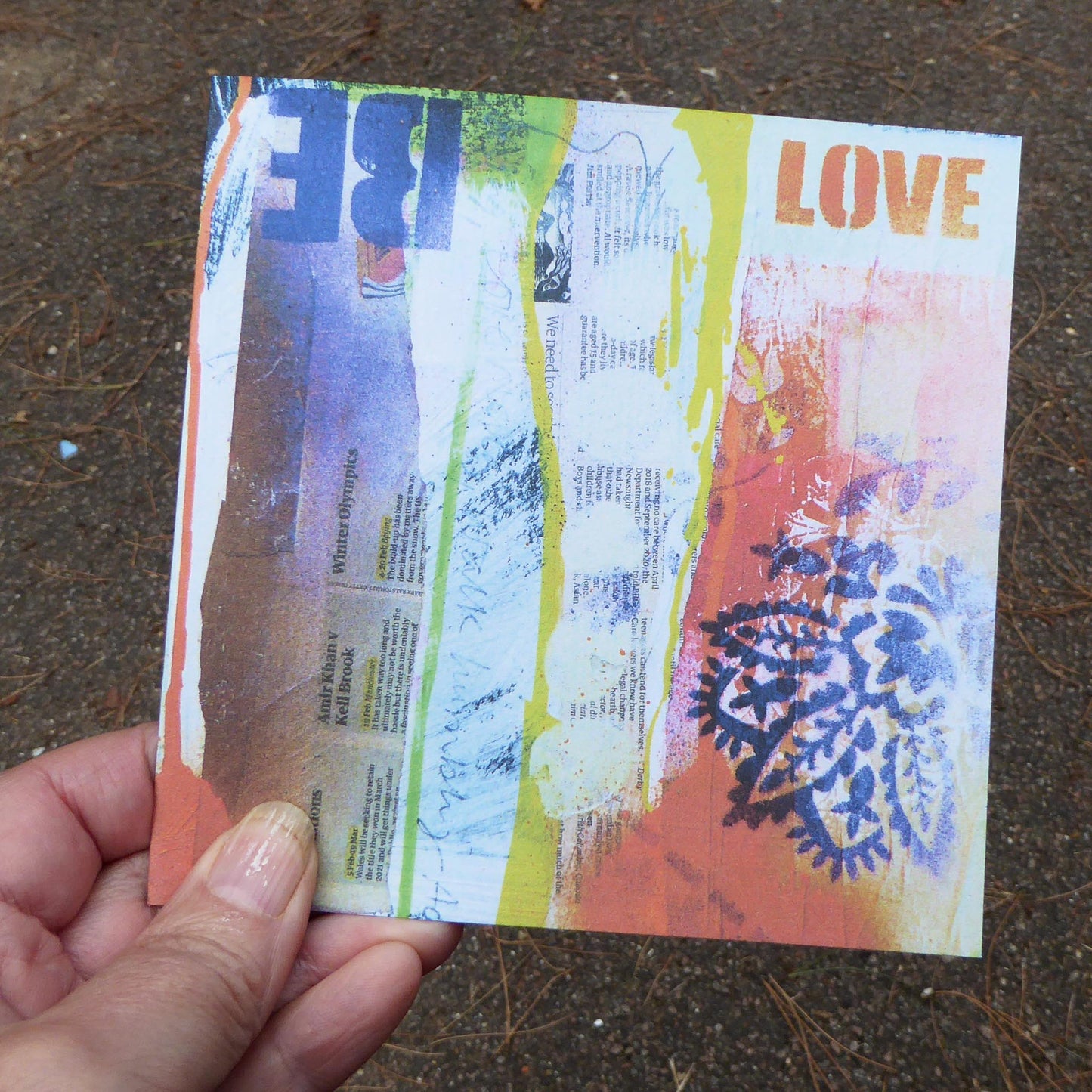 Single greetings card - re-cycled - blank inside - by Norfolk based artist Debbie Osborn