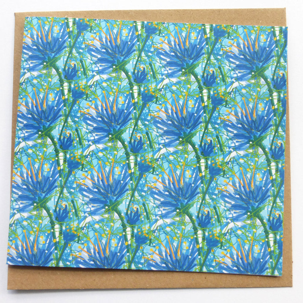 Set of 3 Greetings Cards - Blue - recycled - Handmade - by Norfolk based artist Debbie Osborn