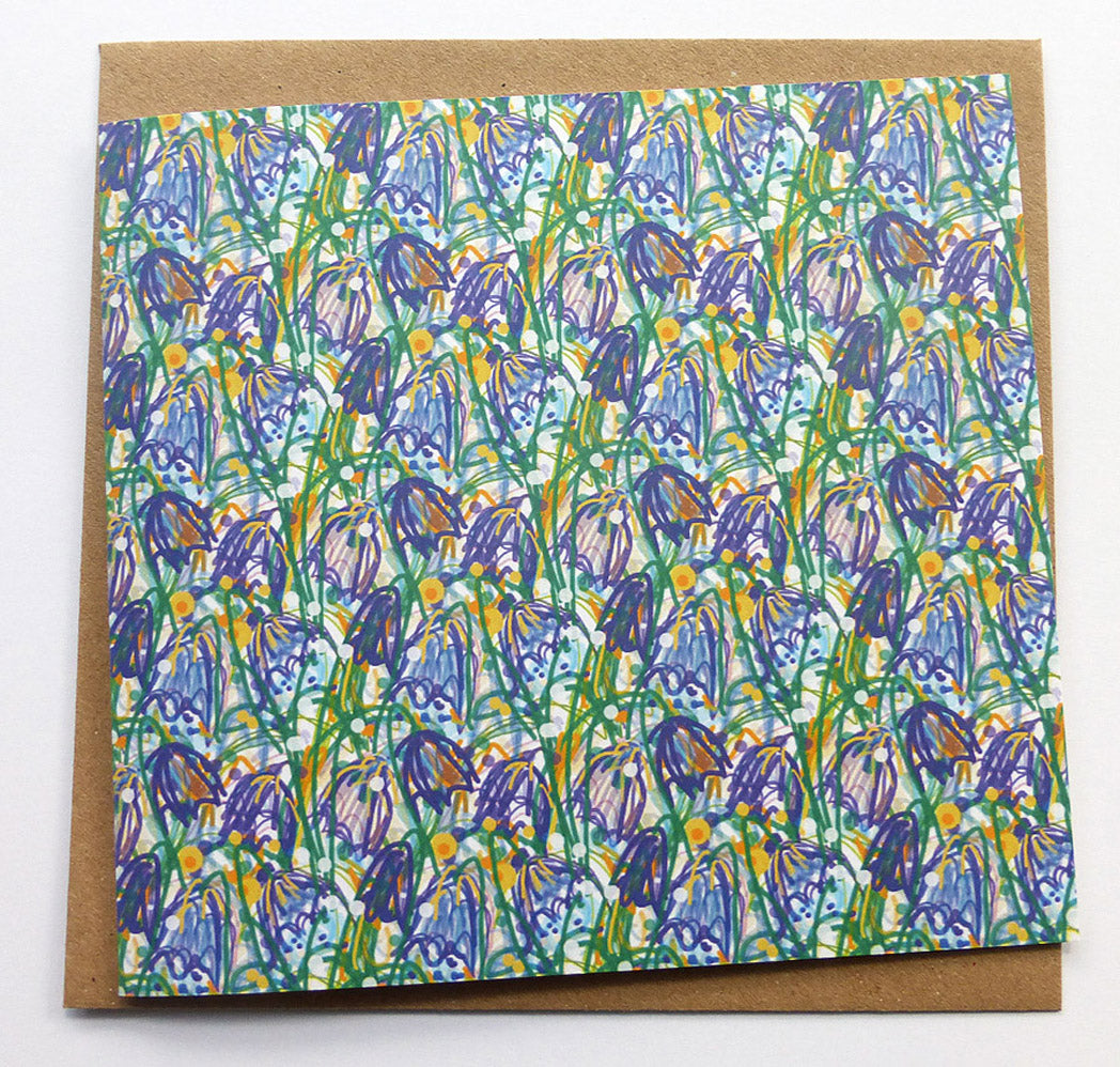 Set of 3 Greetings Cards - Blue - recycled - Handmade - by Norfolk based artist Debbie Osborn