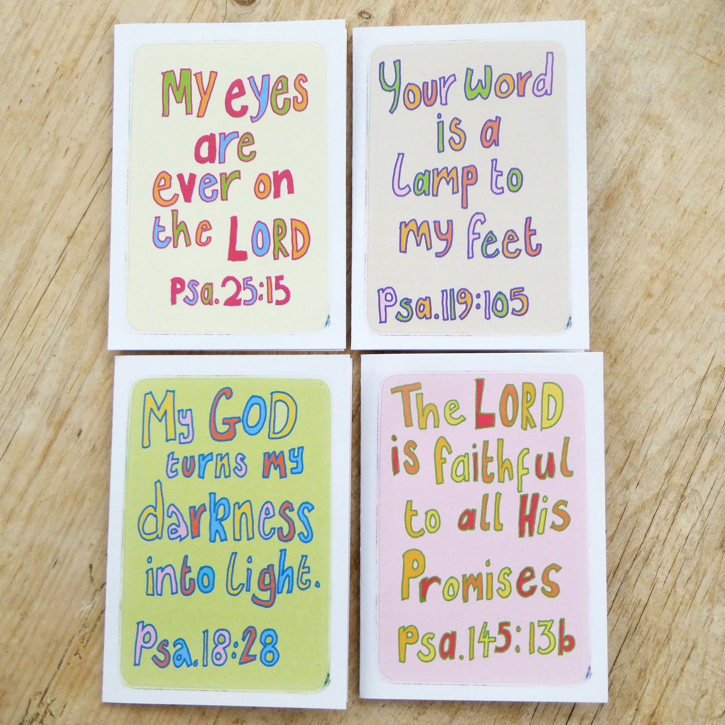 Pack of 4 scripture Cards - Baptism - confirmation - recycled - Handmade - by Norfolk based artist Debbie Osborn