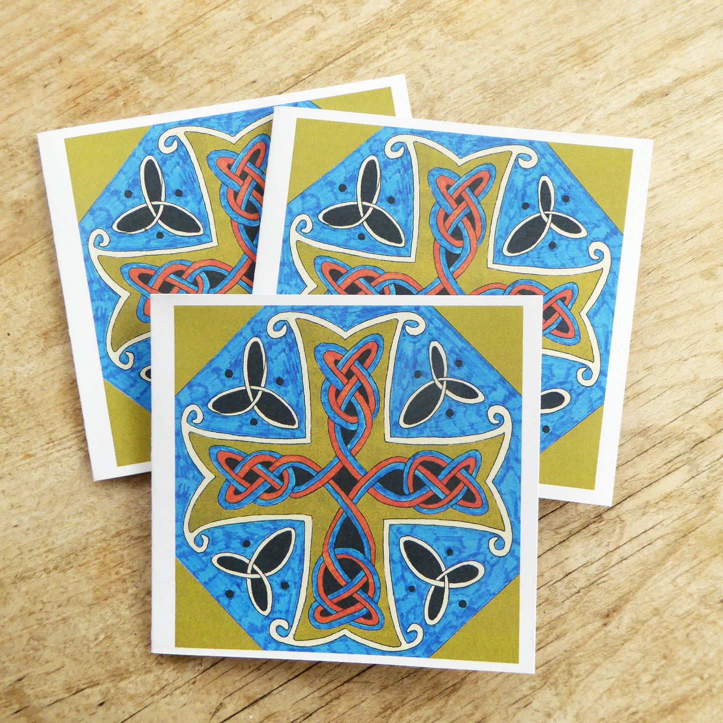 Pack of 3 Celtic Cross Cards - Baptism - confirmation - recycled - Handmade - by Norfolk based artist Debbie Osborn