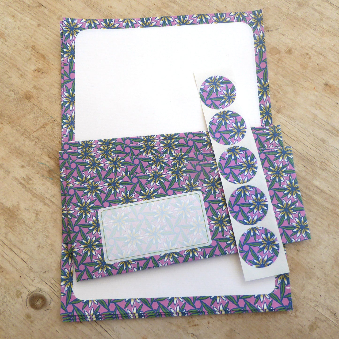 Letter Writing Set - Trellis - recycled - Snail Mail Paper - Handmade - by Norfolk based artist Debbie Osborn