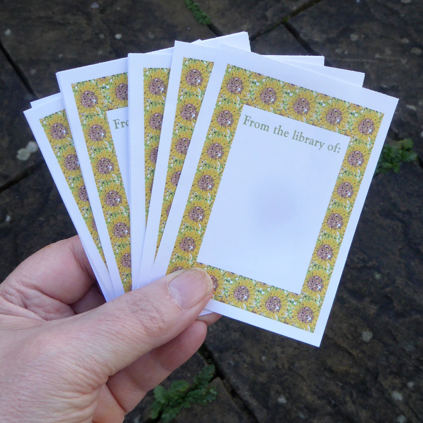 Sunflower - Book Plates - Pack of 12 - old fashioned - library - books - designed and handmade by Norfolk based artist Debbie Osborn