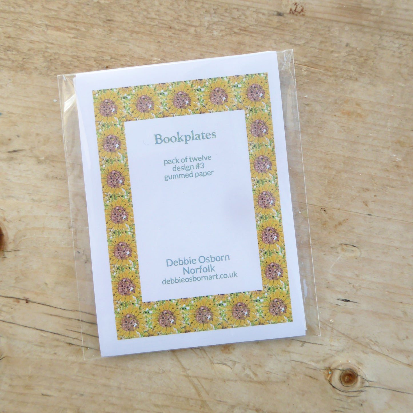 Sunflower - Book Plates - Pack of 12 - old fashioned - library - books - designed and handmade by Norfolk based artist Debbie Osborn