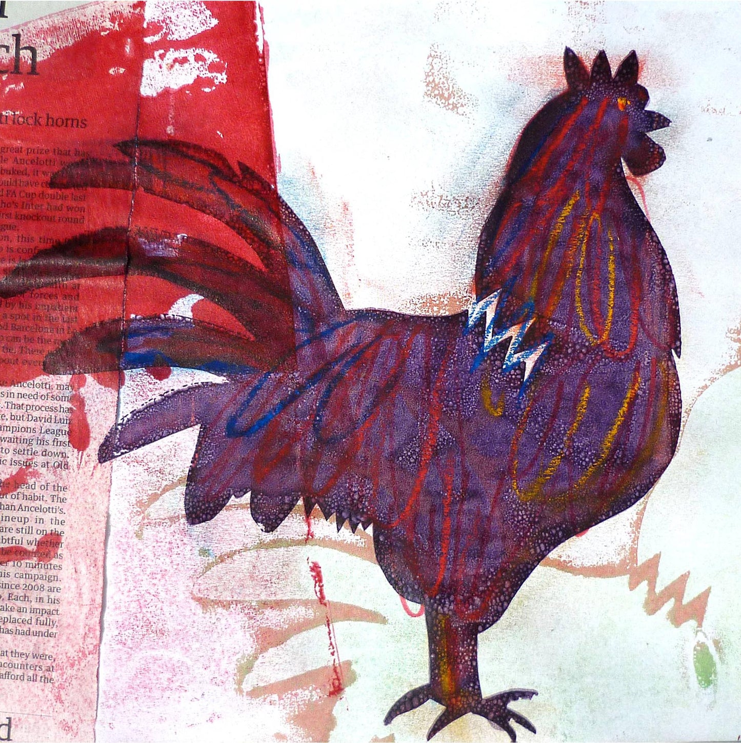 Tin of 6 Greetings Cards - Note cards - Chickens - recycled - Handmade - by Norfolk based artist Debbie Osborn