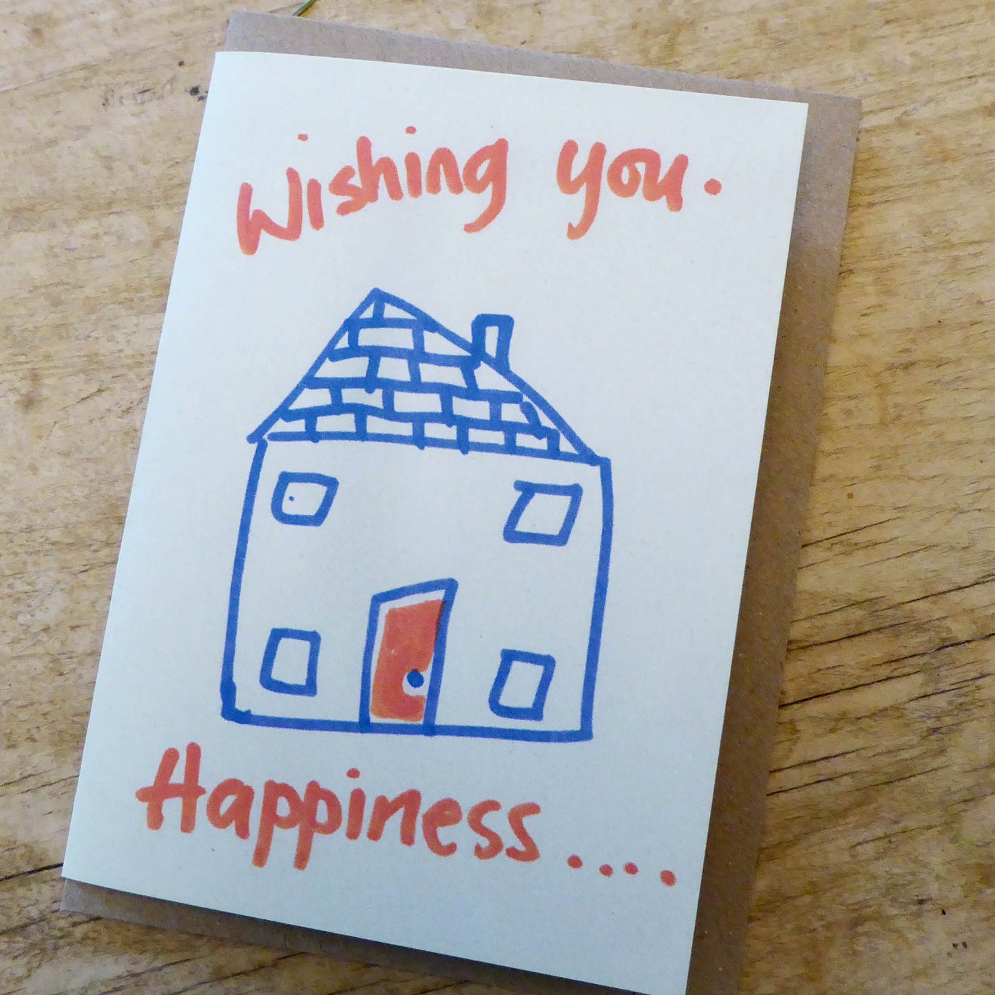 Single Greetings Card - New Home - Recycled - Handmade - by Norfolk based artist Debbie Osborn