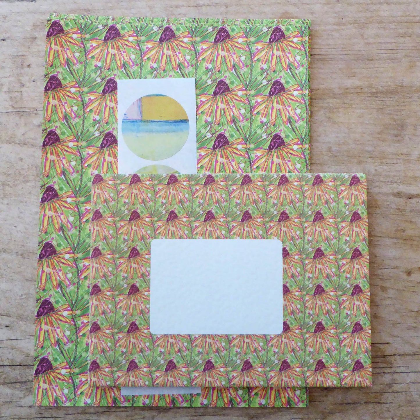 'Echinacea' - Letter Writing Set - recycled - Handmade - by Norfolk based artist Debbie Osborn