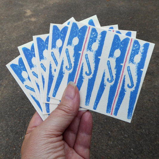 Pack of 5 Greetings Cards - Note cards - Pegs - Handmade - by Norfolk based artist Debbie Osborn