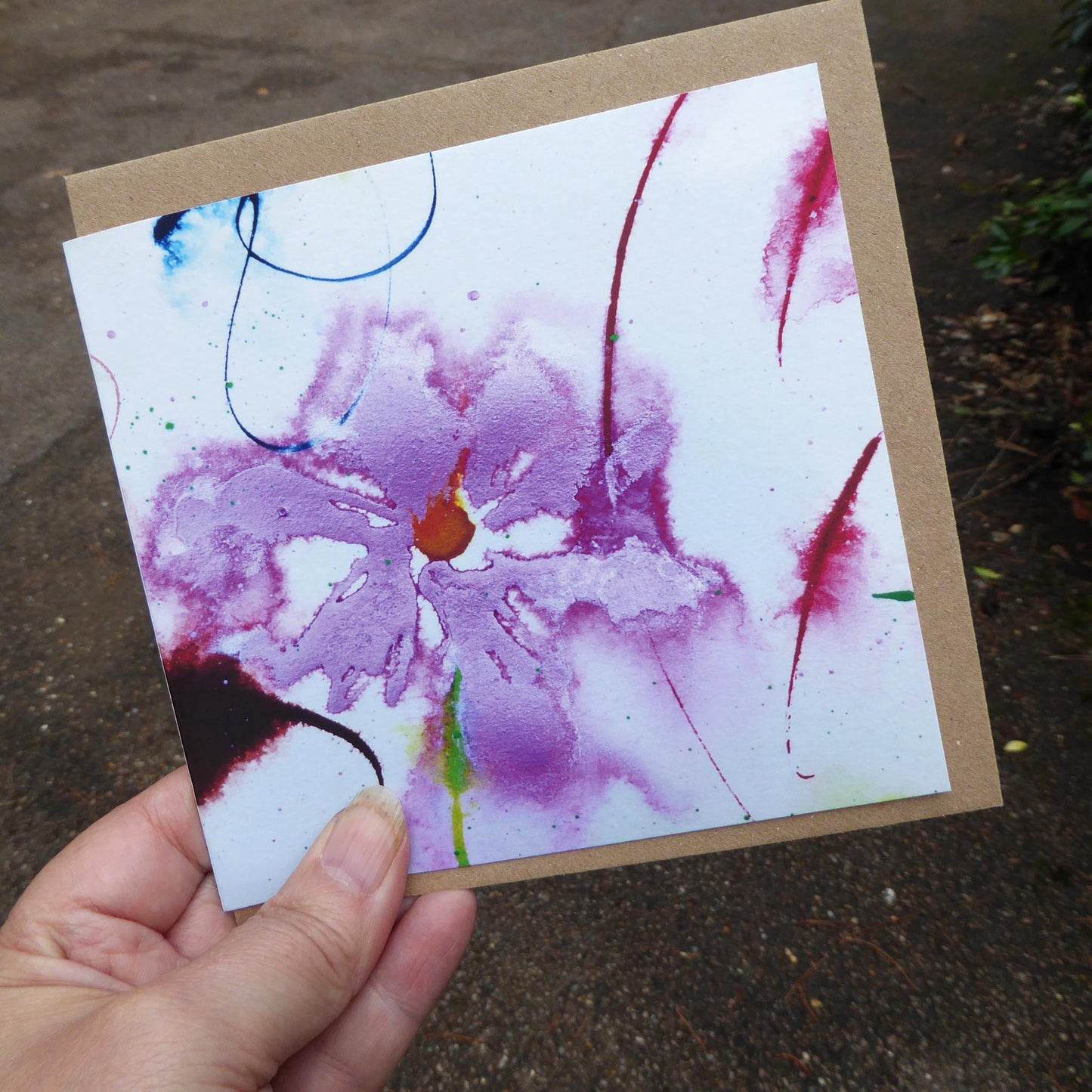 Single Greetings card - 'Mallow' - Birthday- High Quality - Handmade - by Norfolk based artist Debbie Osborn