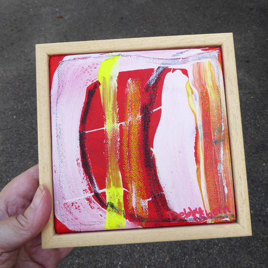 Series in Red #1 - Framed - Acrylic and charcoal on canvas - by Norfolk based artist Debbie Osborn