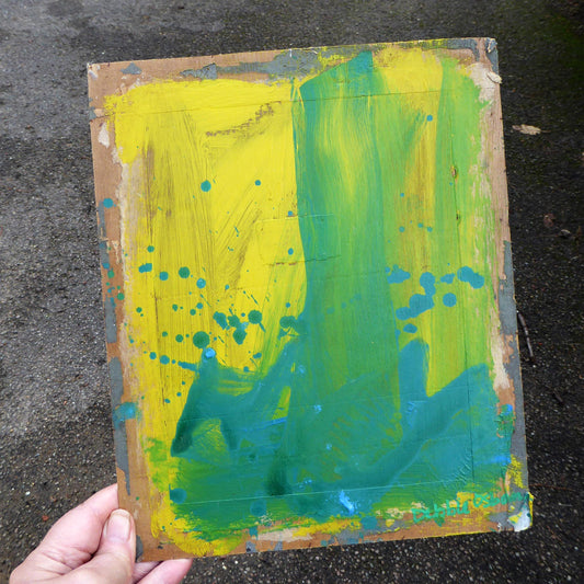 Series in Green and Yellow #2 - Acrylic on recycled board - Original Artwork by Norfolk based artist Debbie Osborn