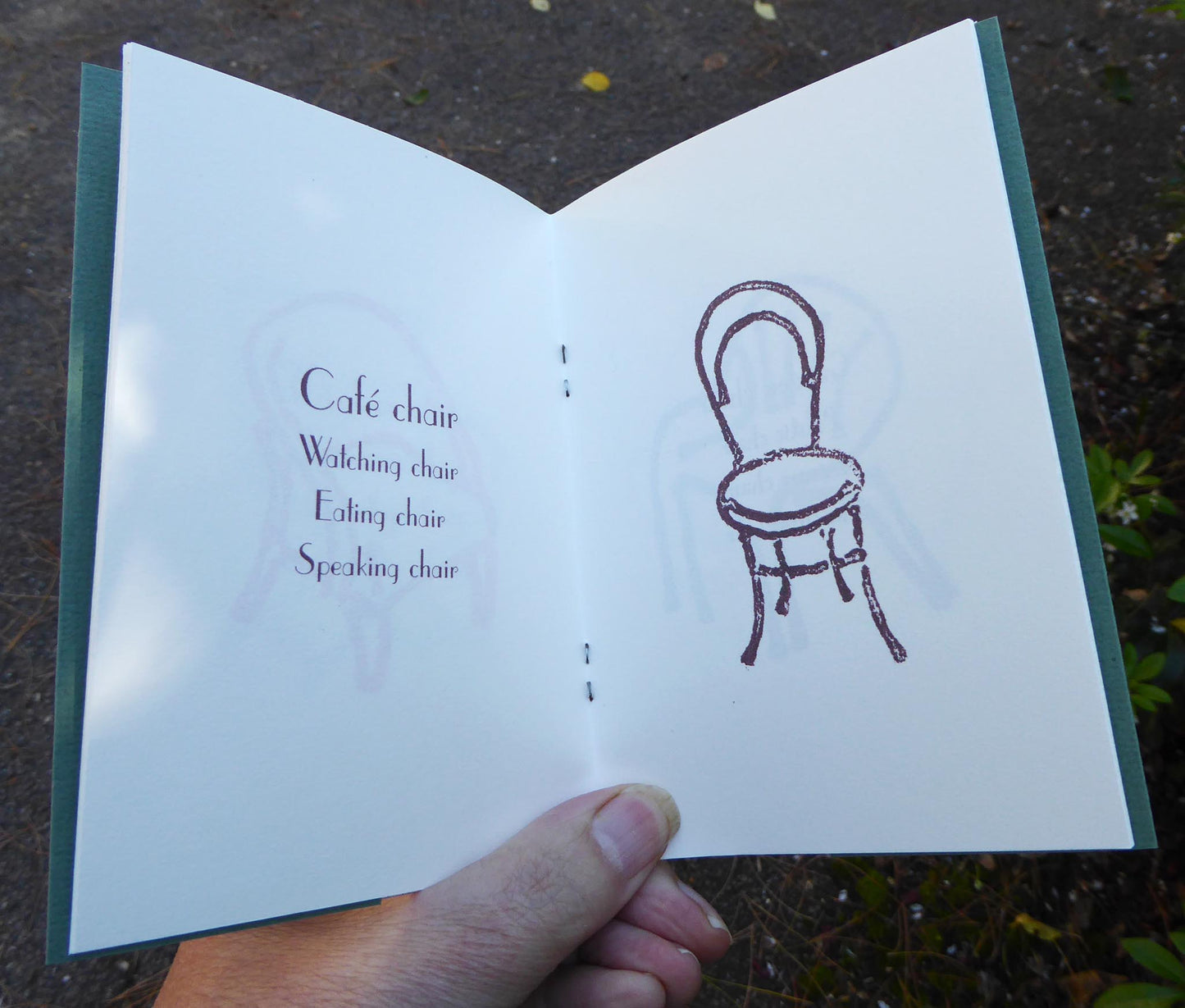 Artists Book - 'Chair Sketches' - Reproduction block prints and short poems - handmade - by Norfolk based artist Debbie Osborn