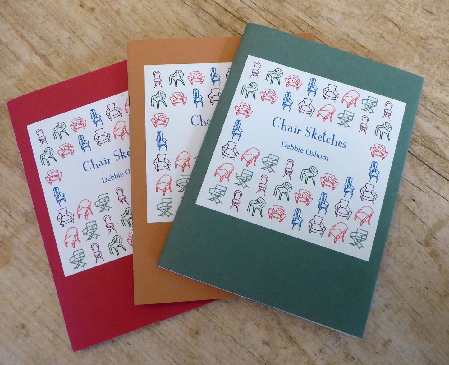 Artists Book - 'Chair Sketches' - Reproduction block prints and short poems - handmade - by Norfolk based artist Debbie Osborn