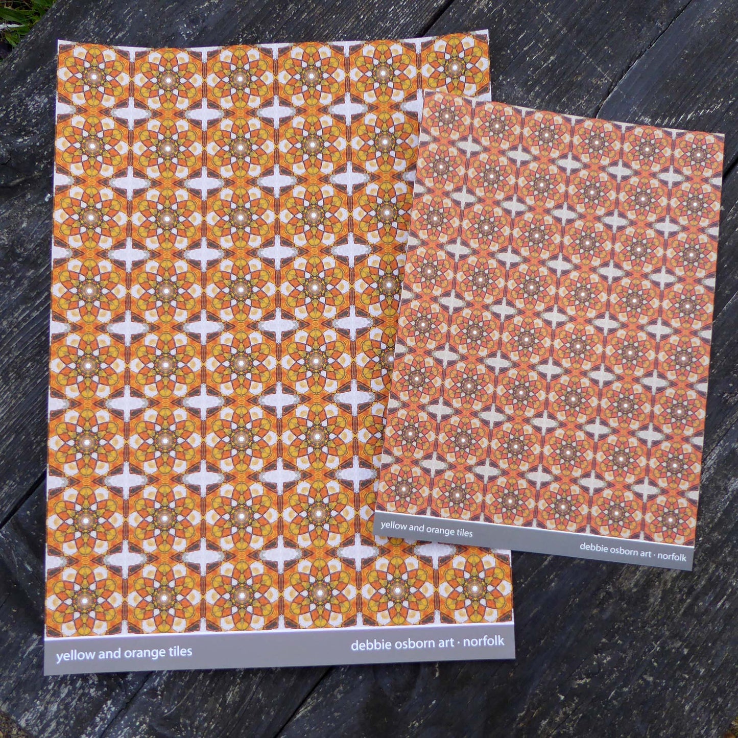 Poster - 'Yellow and Orange Tiles' - Reproduction of a digital Artwork by Norfolk based artist Debbie Osborn