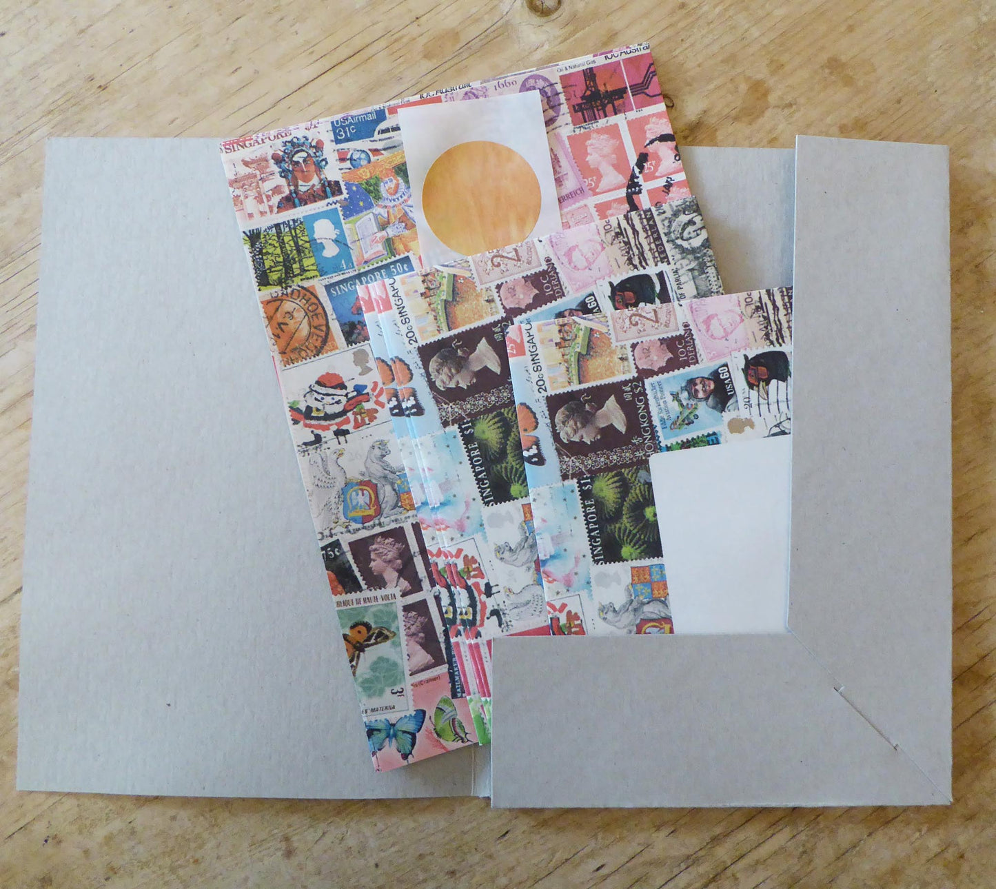 'Postage Stamps' Letter Writing Set - recycled - Handmade - by Norfolk based artist Debbie Osborn