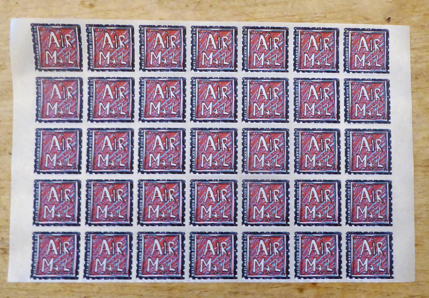 Faux Postage Stamps - Air Mail - Cinderella Stamps - Mail Art - Handmade by Norfolk Artist Debbie Osborn