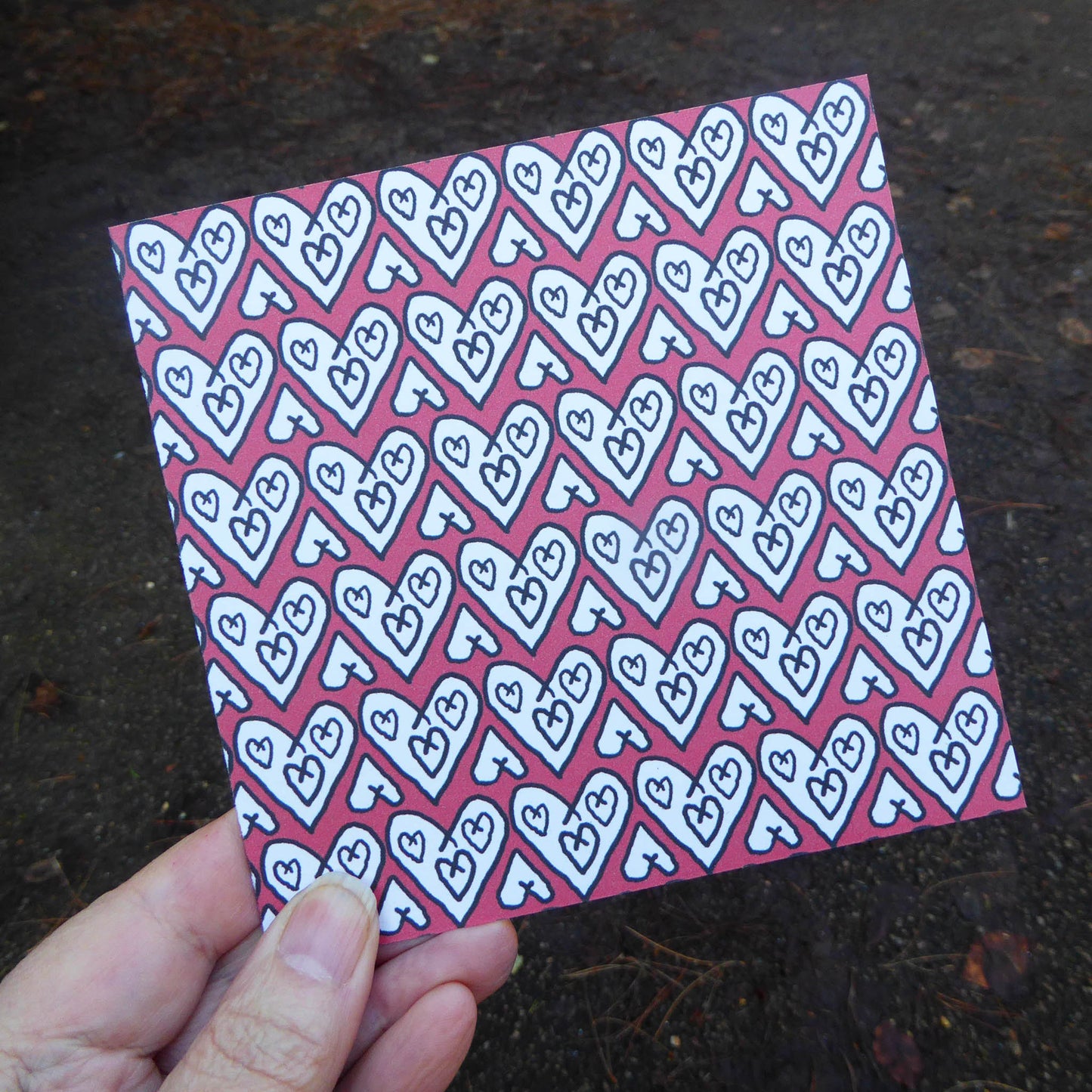 Single Greetings card - hearts - Love - valentine - wedding - Engagement - Handmade - by Norfolk based artist Debbie Osborn