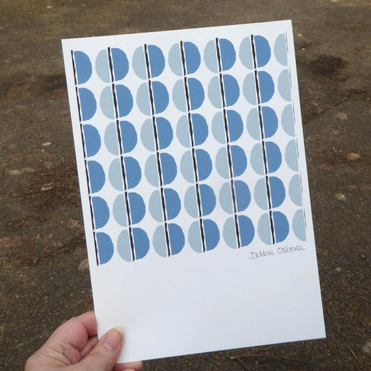 Digital Drawing #3 - Blue - repeat pattern - by Norfolk based artist Debbie Osborn